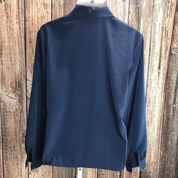 Collections Internationale Classy Button Up Ruffle Shirt ~ Sz 12 ~ Blue - Picture 3 of 4